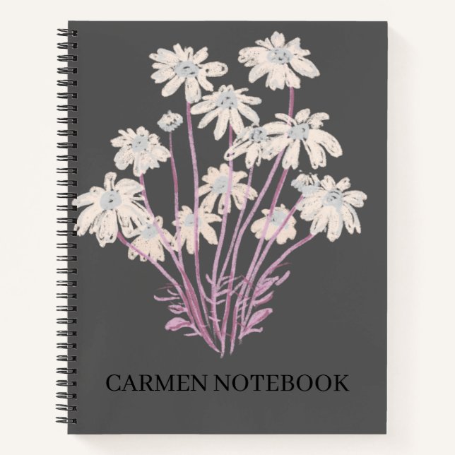 Flower Art Drawing Personalize Spiral Notebook (Front)