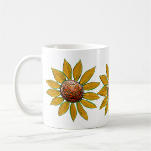 Flower Art Rustic Ranch Country Style Yellow Red Coffee Mug