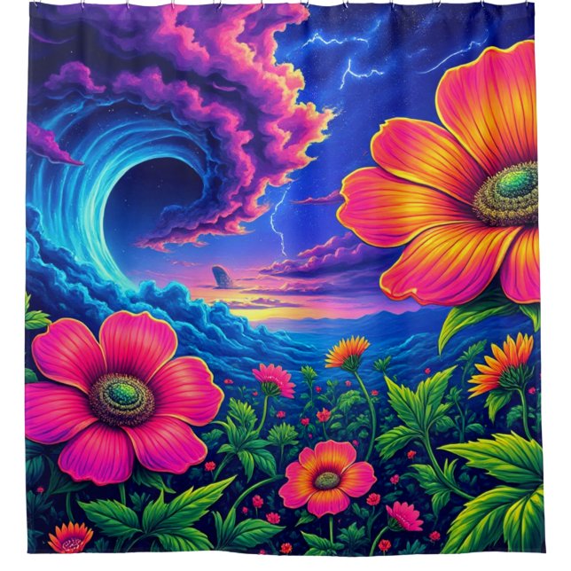 Flower Art Shower Curtain (Front)