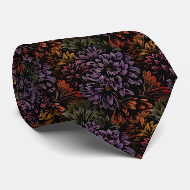 Flower Art Ties Floral Art Chrysanthemum Neck Tie (Rolled)