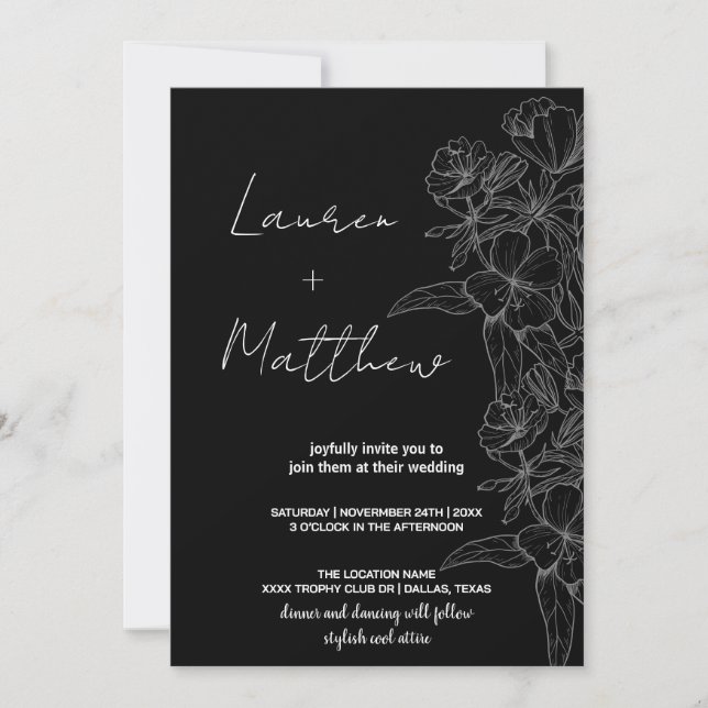 Flower Art Wedding Invitations (Front)