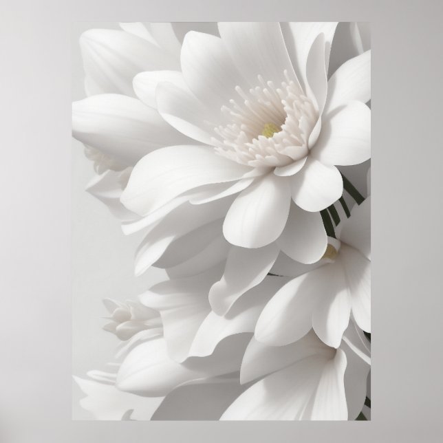 Flower Art White Flower Art Flower of Life Art Des Poster (Front)