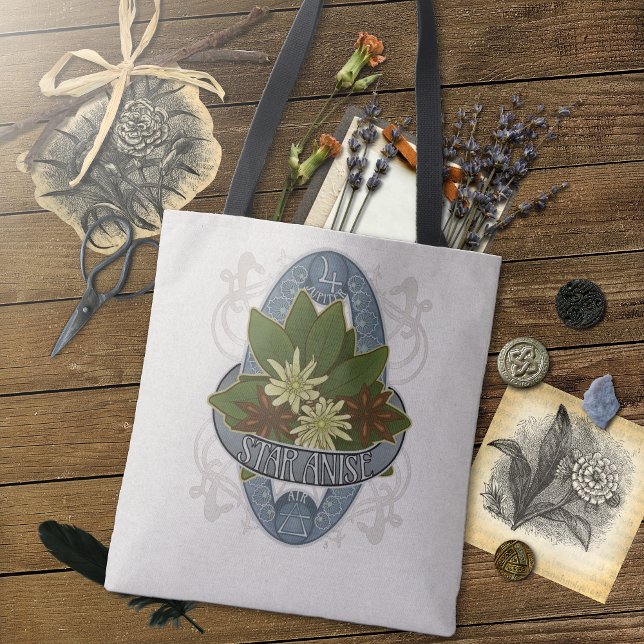 Flower Astrology and Magic - Star Anise  Tote Bag (An Enchanting Bag for All Your Witchy Stuff. - Flower Astrology and Magic - Star Anise Tote Bag)