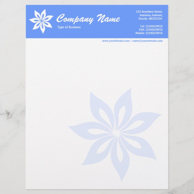 Flower - Baby Blue Customised Letterhead (Front)