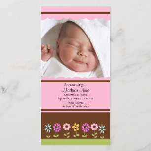 Flower Baby Girl PHOTO Birth Announcement