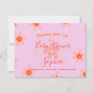 Flower Baby Girl Shower Invitation  Postcard