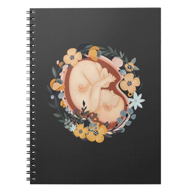 Flower Baby Pregnant Mother Midwife Notebook (Front)