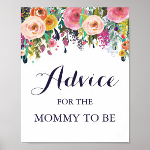 Flower Baby Shower Advice for the Mummy Sign