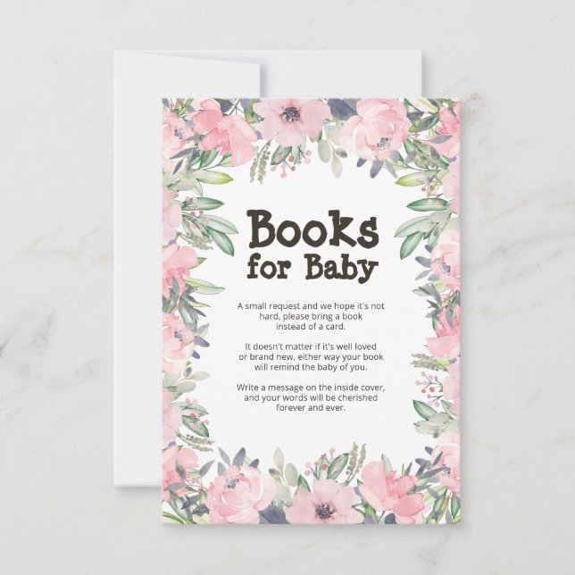Flower Baby Shower Book Request Enclosure Card (Front)