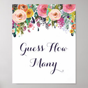 Flower Baby Shower Guess How Many Game Sign