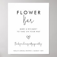 Flower Bar Black & White Minimalist Script w/Heart