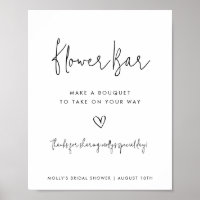 Flower Bar Black & White Minimalist Script w/Heart