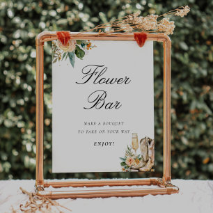 Flower Bar Boots and Bubbly Bridal Shower Sign