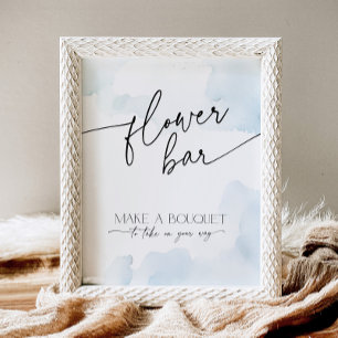 Flower Bar Bridal Shower On Cloud Nine Dusty Blue  Pedestal Sign