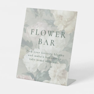 Flower Bar Elegant Vintage Floral Bridal Shower Pedestal Sign