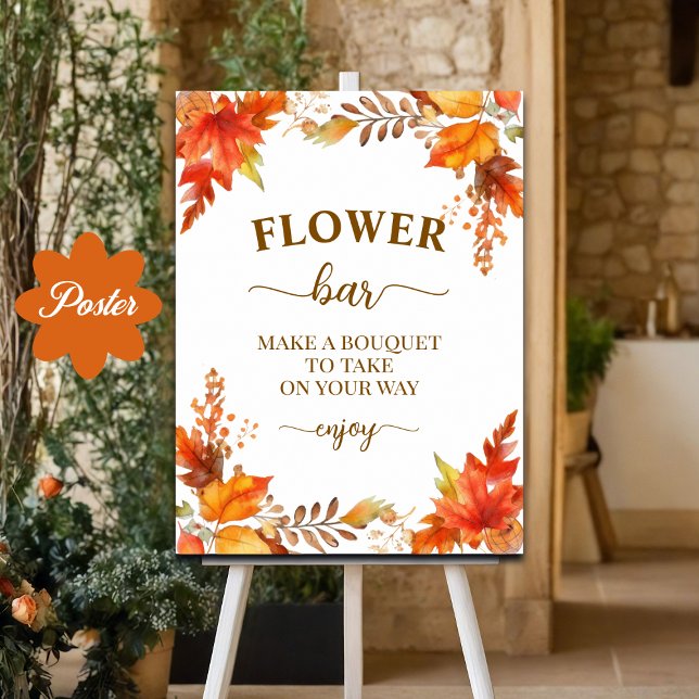 Flower Bar Fall Boho Floral Bridal Shower Poster (Creator Uploaded)