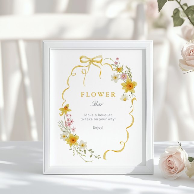 Flower Bar Floral Spring Bow Baby shower Poster (Creator Uploaded)