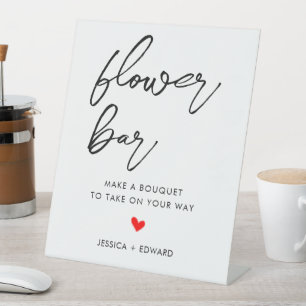 Flower Bar Minimalist Black White Modern Elegant Pedestal Sign