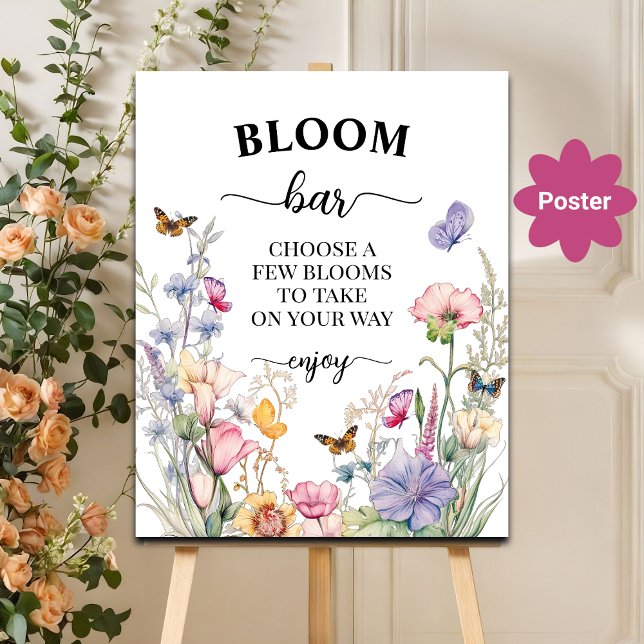 Flower Bar or Wildflower Bloom Bridal Shower Poster (Creator Uploaded)