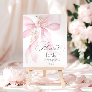 Flower Bar Pink Bow Floral Bloom Bar Poster