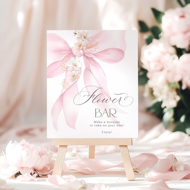 Flower Bar Pink Bow Floral Bloom Bar Poster (Creator Uploaded)