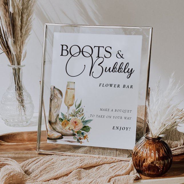 Flower Bar Sign Boots and Bubbly Bridal Shower (Creator Uploaded)