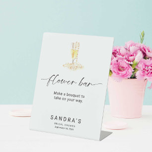 Flower Bar Sign Pearls and Prosecco Bridal Shower