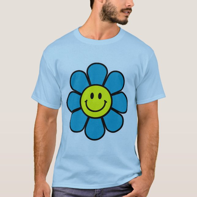 Flower Basic T-Shirt (Blue) (Front)