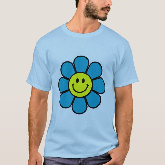 Flower Basic T-Shirt (Blue) (Front)
