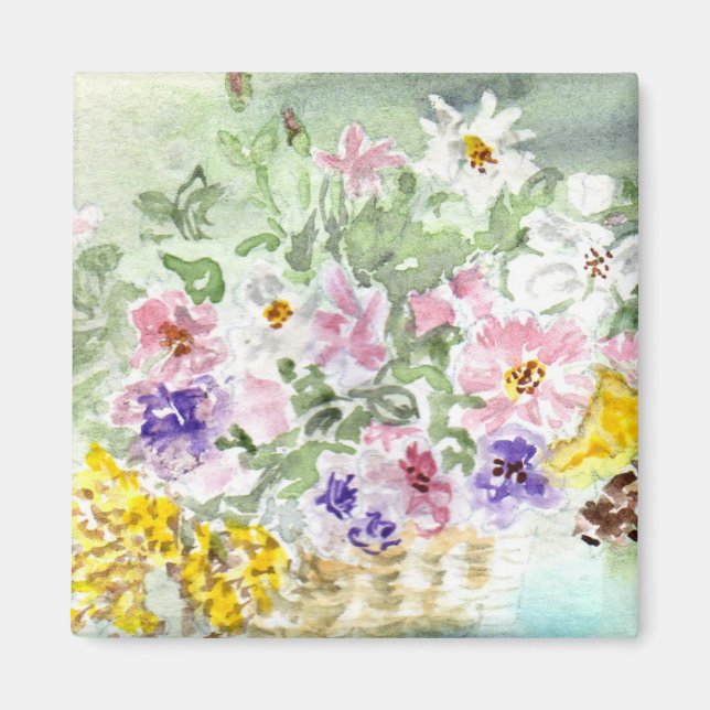 'Flower Basket' Magnet (Front)