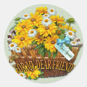 Flower Basket  ~ Round Sticker