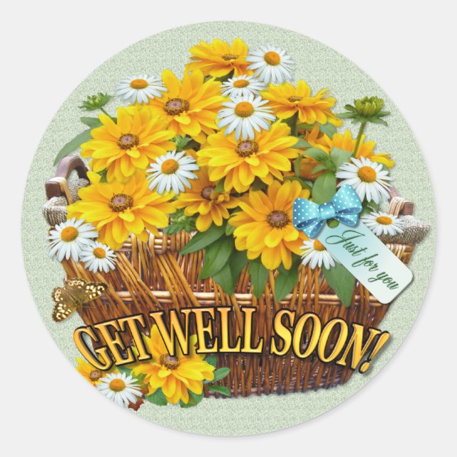 Flower Basket  ~ Round Sticker (Front)