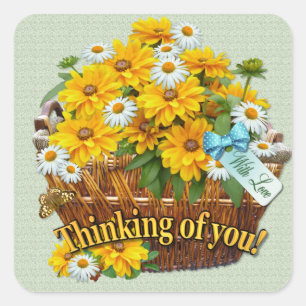 Flower Basket Square Sticker