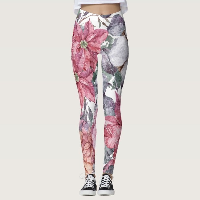 Flower Beach Art Leggings (Front)