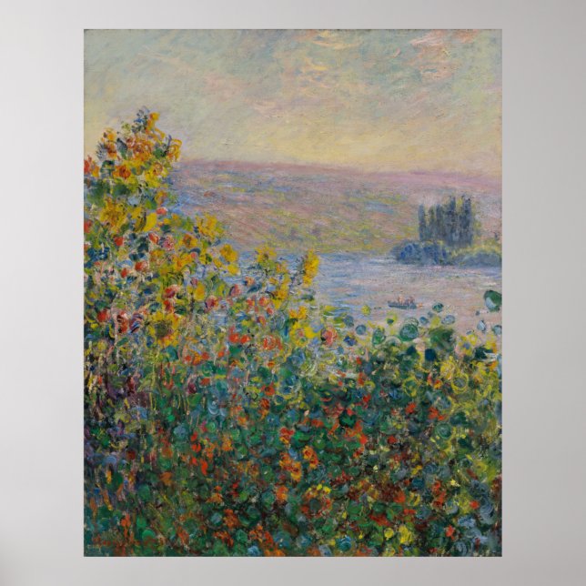 Flower Beds at Vetheuil by Claude Monet Poster (Front)