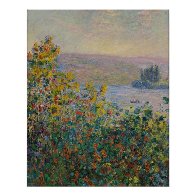 Flower Beds at Vétheuil - Claude Monet Poster (Front)