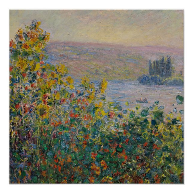 Flower Beds at Vétheuil - Claude Monet Poster (Front)
