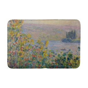 Flower Beds at Vétheuil, Impressionist Landscape Bath Mat