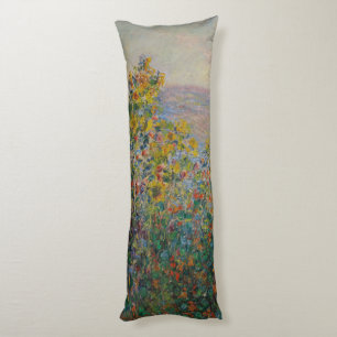 Flower Beds at Vétheuil, Impressionist Landscape Body Cushion