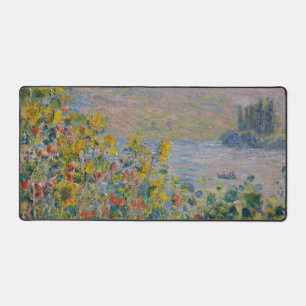 Flower Beds at Vétheuil, Impressionist Landscape Desk Mat