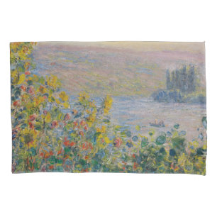 Flower Beds at Vétheuil, Impressionist Landscape Pillowcase