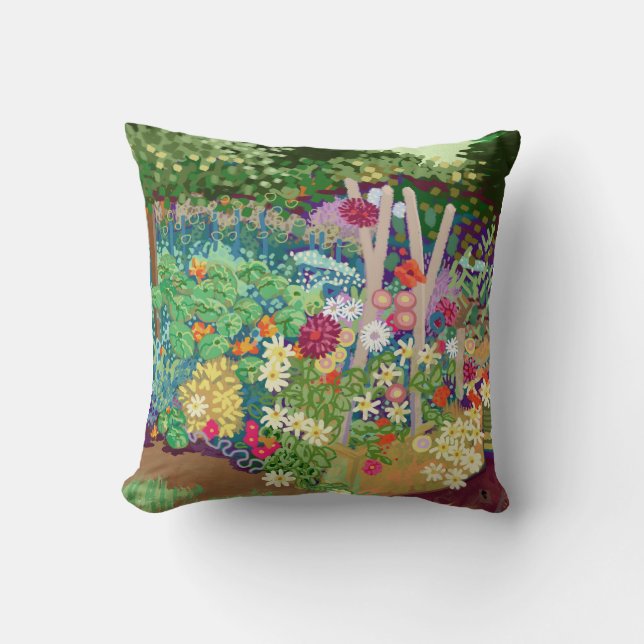 Flower beds cottage garden art print cushion (Front)