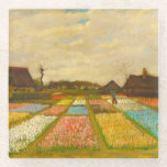 Flower Beds in Holland by van Gogh Glass Coaster<br><div class="desc">Flower Beds in Holland, also known as Bud Fields, marks Vincent van Gogh’s first foray into garden painting, created in 1883. This captivating artwork presents a serene overview of geometrically arranged plots of hyacinths blooming in soft hues of white, pink, blue, and yellow. The flower beds, in full bloom from...</div>