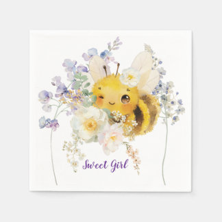 Flower Bee Cocktail Napkins