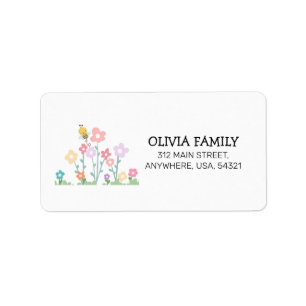 Flower Bee Girl Birthday Invitation Address Label