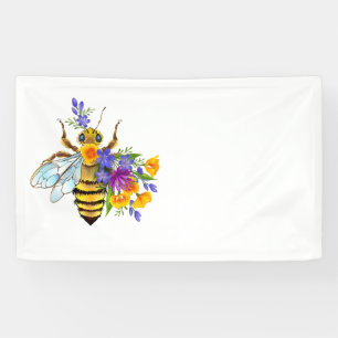 Flower bee with wild plants banner