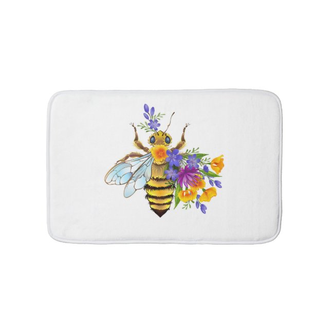 Flower bee with wild plants bath mat (Front)