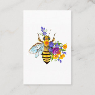 Flower bee with wild plants business card