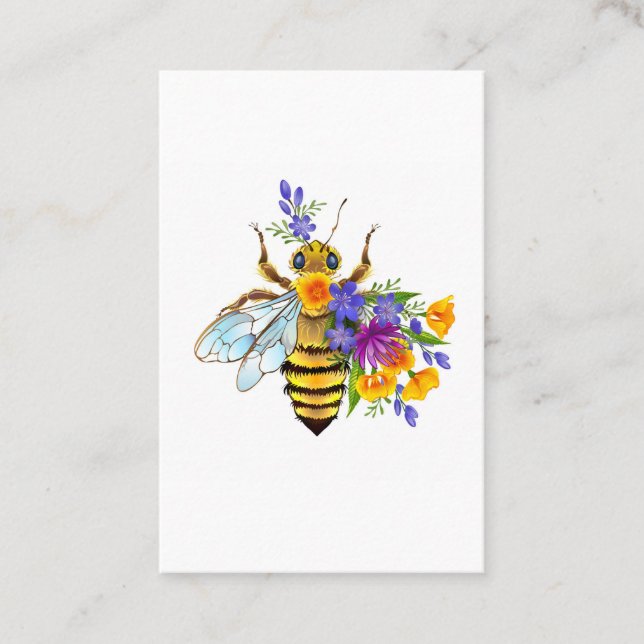 Flower bee with wild plants business card (Front)