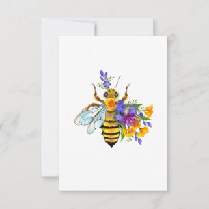 Flower bee with wild plants card